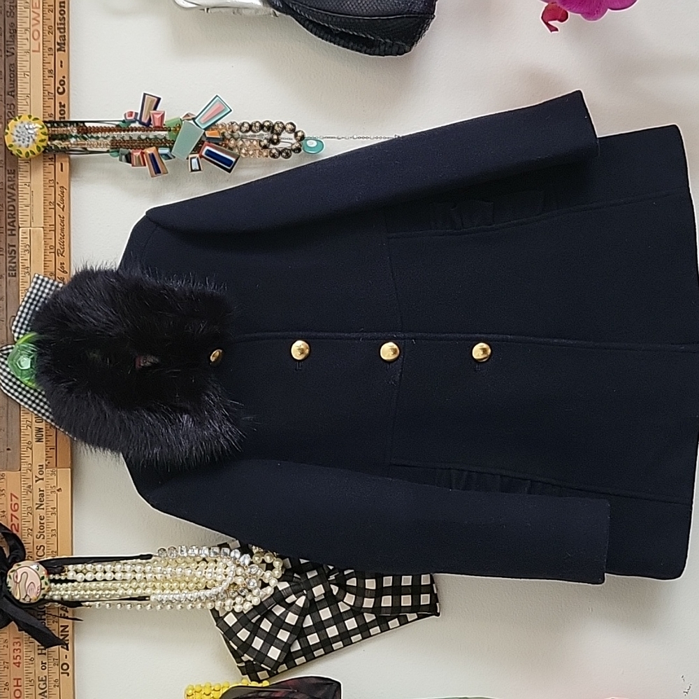 J Crew Crewcuts Girls Wool Coat sz 10 Navy